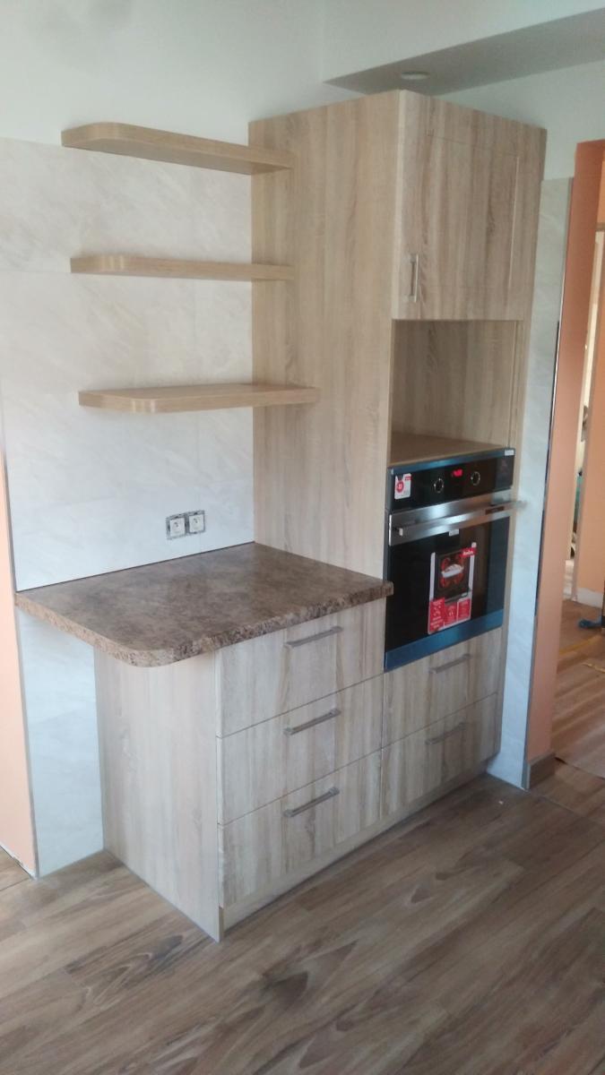 kuchnia, dąb sonoma, blat granit złoty